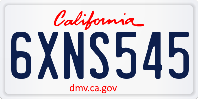 CA license plate 6XNS545