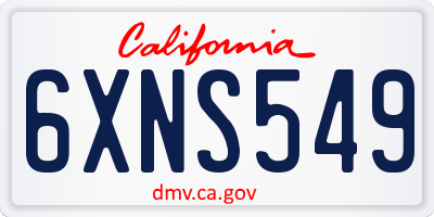 CA license plate 6XNS549