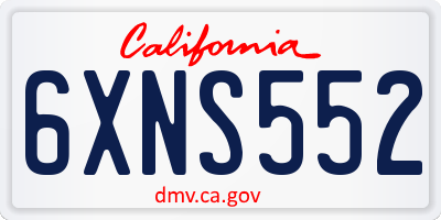 CA license plate 6XNS552
