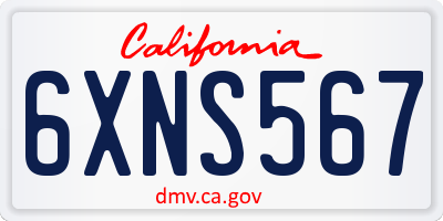 CA license plate 6XNS567
