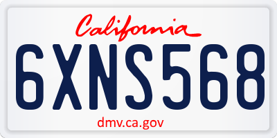 CA license plate 6XNS568