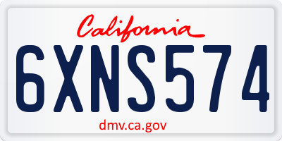 CA license plate 6XNS574