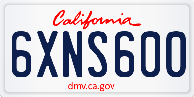 CA license plate 6XNS600