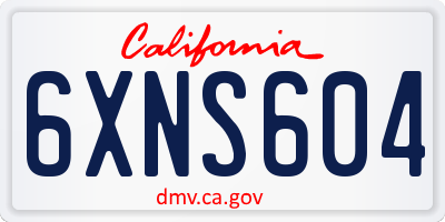 CA license plate 6XNS604
