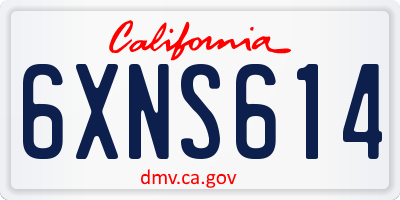 CA license plate 6XNS614