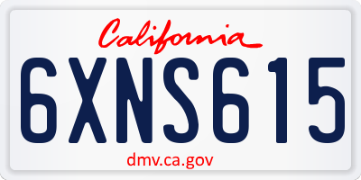 CA license plate 6XNS615