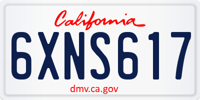 CA license plate 6XNS617