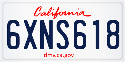 CA license plate 6XNS618