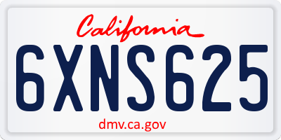 CA license plate 6XNS625