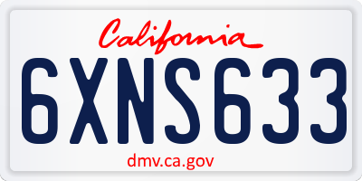CA license plate 6XNS633
