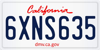 CA license plate 6XNS635