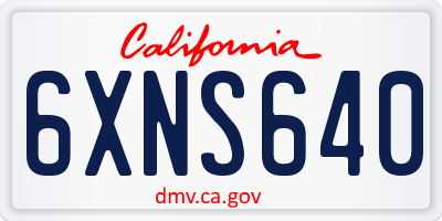 CA license plate 6XNS640
