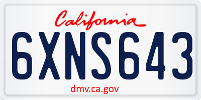 CA license plate 6XNS643
