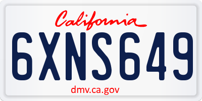CA license plate 6XNS649