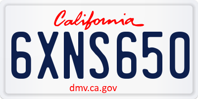 CA license plate 6XNS650