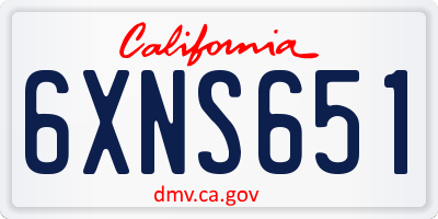 CA license plate 6XNS651
