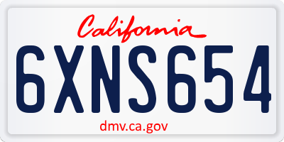CA license plate 6XNS654