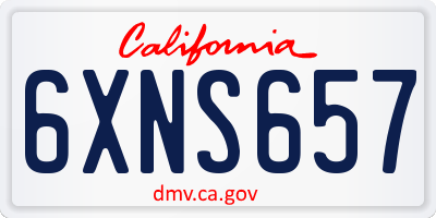 CA license plate 6XNS657
