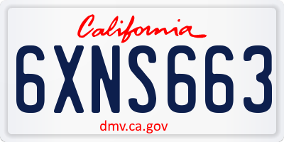 CA license plate 6XNS663