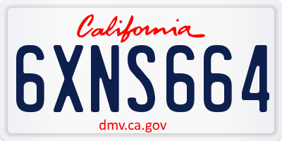 CA license plate 6XNS664