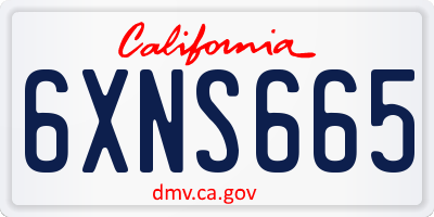 CA license plate 6XNS665
