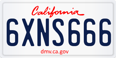 CA license plate 6XNS666