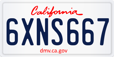 CA license plate 6XNS667
