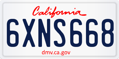 CA license plate 6XNS668