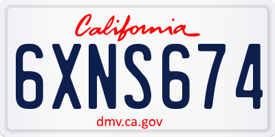 CA license plate 6XNS674
