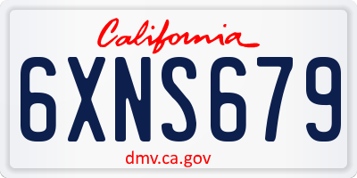 CA license plate 6XNS679