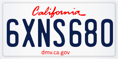 CA license plate 6XNS680