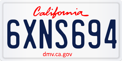 CA license plate 6XNS694