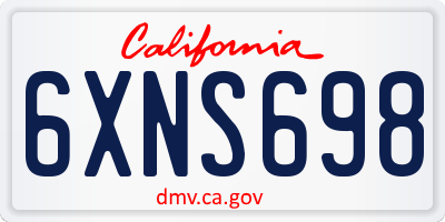 CA license plate 6XNS698
