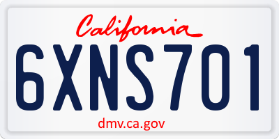 CA license plate 6XNS701