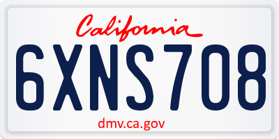 CA license plate 6XNS708