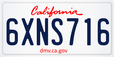 CA license plate 6XNS716
