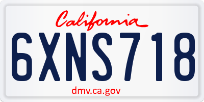 CA license plate 6XNS718