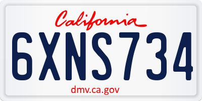 CA license plate 6XNS734