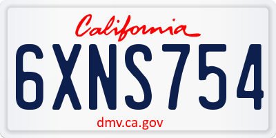 CA license plate 6XNS754