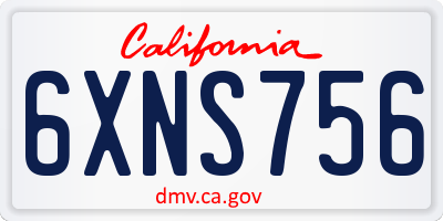 CA license plate 6XNS756