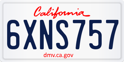 CA license plate 6XNS757