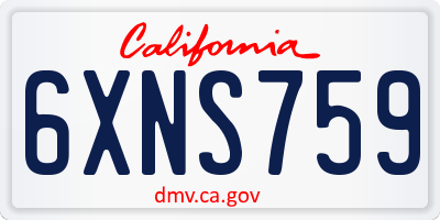 CA license plate 6XNS759