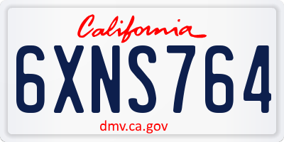CA license plate 6XNS764