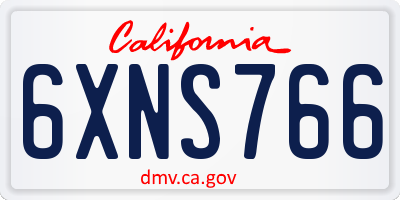 CA license plate 6XNS766