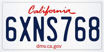 CA license plate 6XNS768