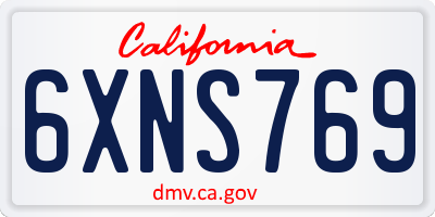 CA license plate 6XNS769