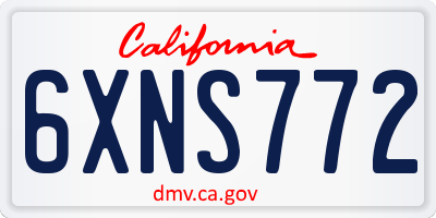 CA license plate 6XNS772