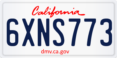 CA license plate 6XNS773
