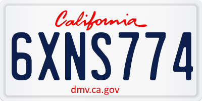 CA license plate 6XNS774