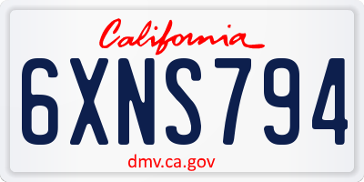 CA license plate 6XNS794